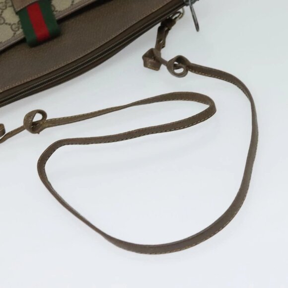 GUCCI GG Supreme Web Sherry Line Shoulder Bag PVC Beige 904 02 026 Auth bs27641 - Picture 8 of 16